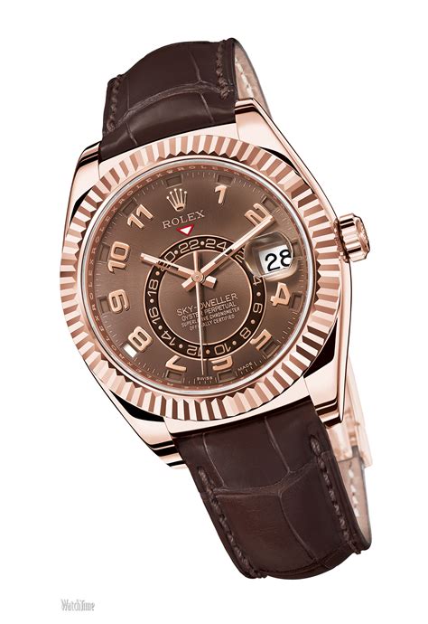 rolex sky dweller rose gold leather strap|rolex sky dweller watch price.